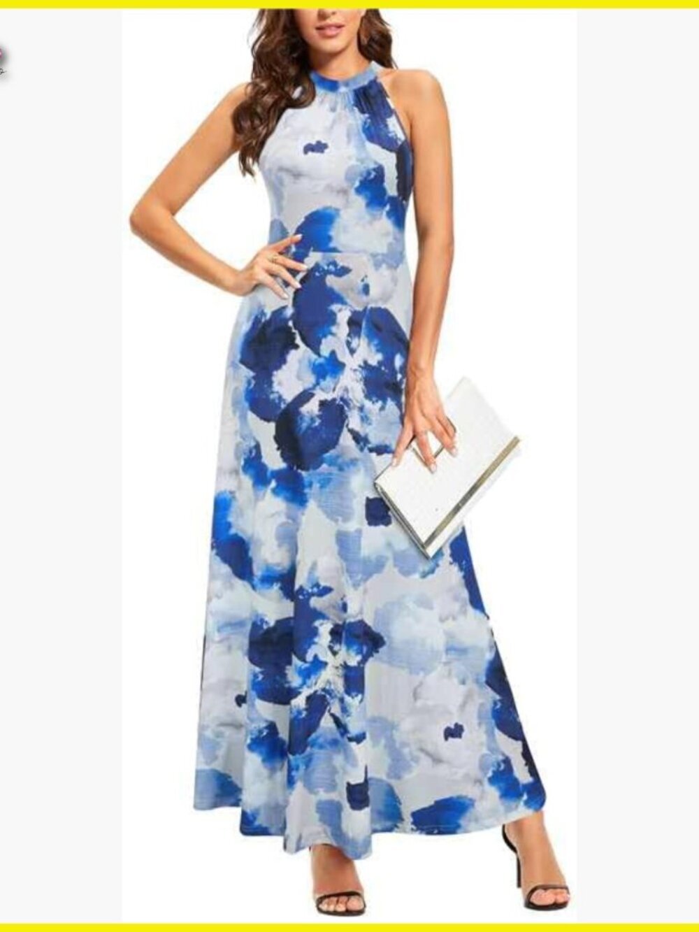 Floral Halter Maxi Dress Elegant Boho Summer Formal Adjustable Straps